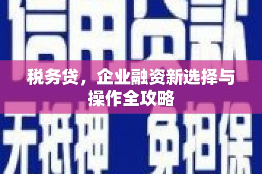双桥税务贷，企业融资新选择与操作全攻略